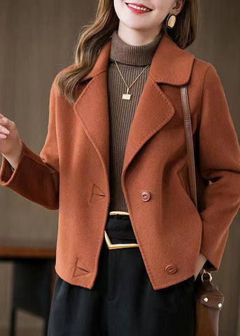 Abrigos de lana con bolsillos naranjas de talla grande para primavera 