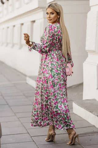 green floral elegant maxi dress