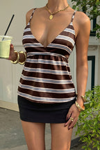 Y2K Striped Color Block Cami Top