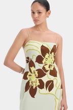 Elegant Floral Cami Tie Waist Bodycon Midi Dress