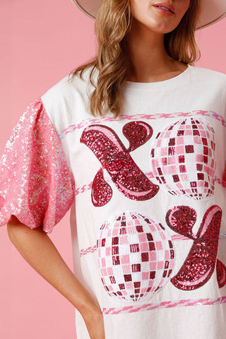 Vestido mini holgado con camiseta de mangas abullonadas y lentejuelas de Gossip Girl 