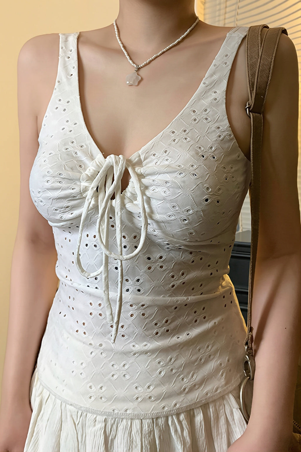 Lace Up Cut Out V Neck Tank Top