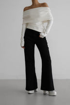 Slim Fit Slit Neck Long Sleeve Knit Top