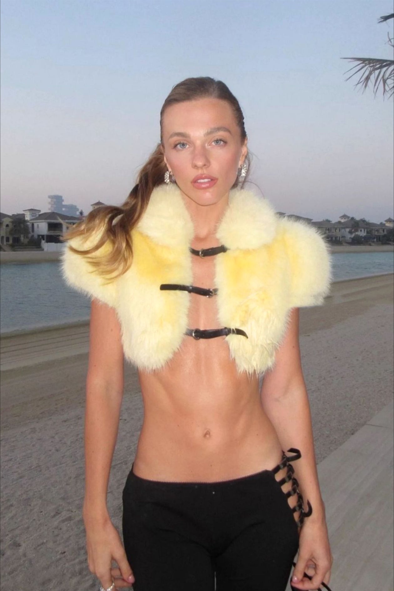 Sexy Cape Design Drawstring Solid Plush Coat