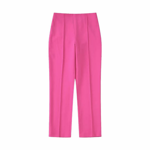 Conjunto de chaqueta y pantalón recto con decoración de plumas salvajes para mujer de otoño 