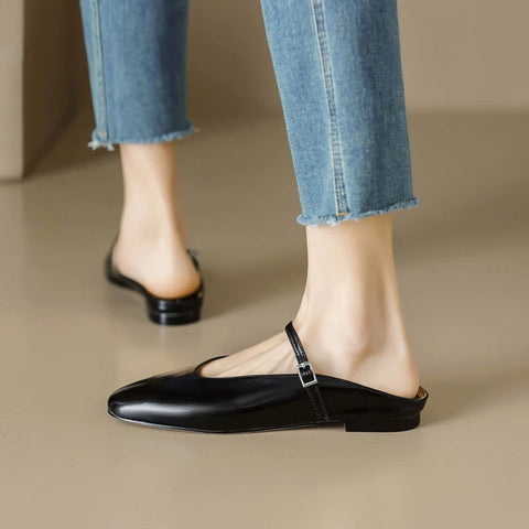 Neu Echtes Leder Sommer Flache Heels Frauen Sandalen Elegante Party Prom Schuhe Frau Büro Dame Größe 34-43 Frauen Hausschuhe 