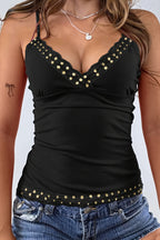 Y2K Lace Trim Sequin Cami Top