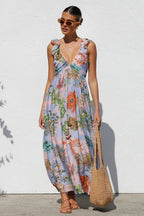 V Neck Swing Print Cami Maxi Dress
