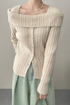 Soft Off-Shoulder Loose Irregular Knit Top