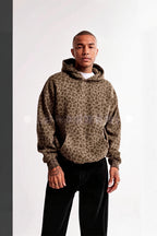 3D Leopard Print Loose Pullover Hoodie
