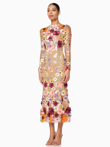 Applique Party Dress Jewel Neck Long Sleeves Party Prom Maxi Dresses