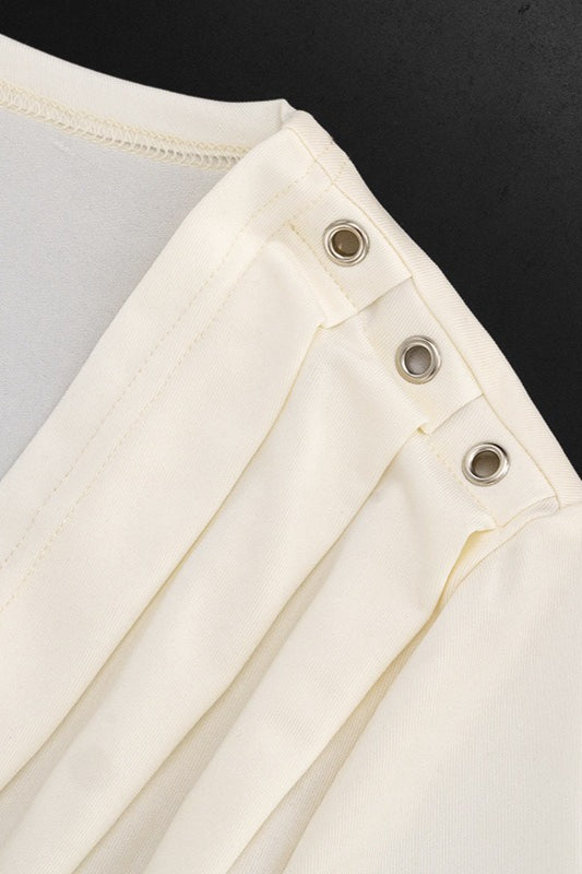 Metal Cross Ruched Fitted Blouse