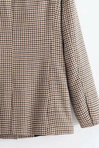 Checkered Office Long Sleeve Blazer