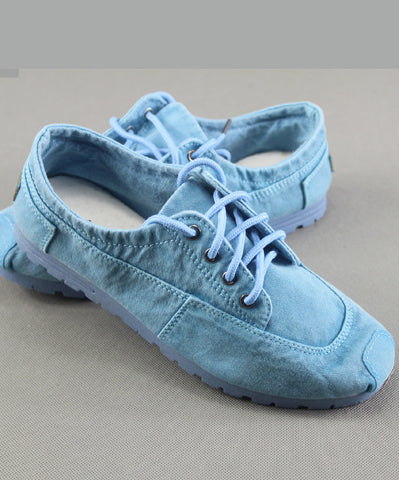 Zapatos planos sencillos de tela de algodón rosa para mujer con tiras cruzadas 