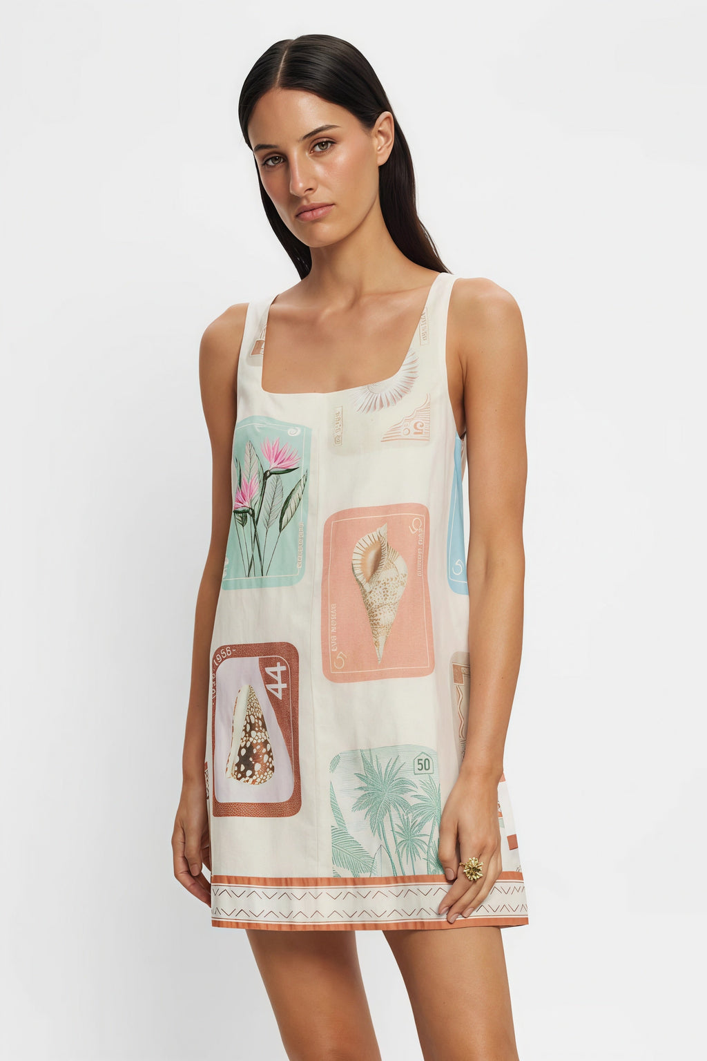 Casual Linen Floral Print Bagsy Fit Summer Beach Mini Dress