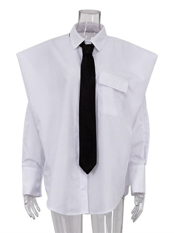 TARUXY Suit Tie Blouse Women 2023 Fashion Loose Long Sleeve White Shirts Women's Street Temperament Camisas De Mujer 2023 New