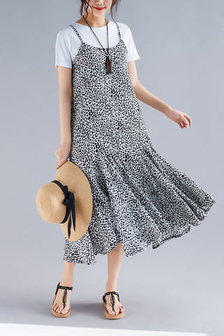 Vestido negro floral de playa, elegante, para el trabajo, con tirantes finos, para verano. 