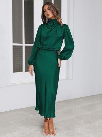 FROM THE SOURCE HIGH NECK BRIDAL MAXI DRESS - EMERALD