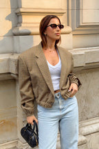Retro Plaid Loose Short Slim Blazer Coat