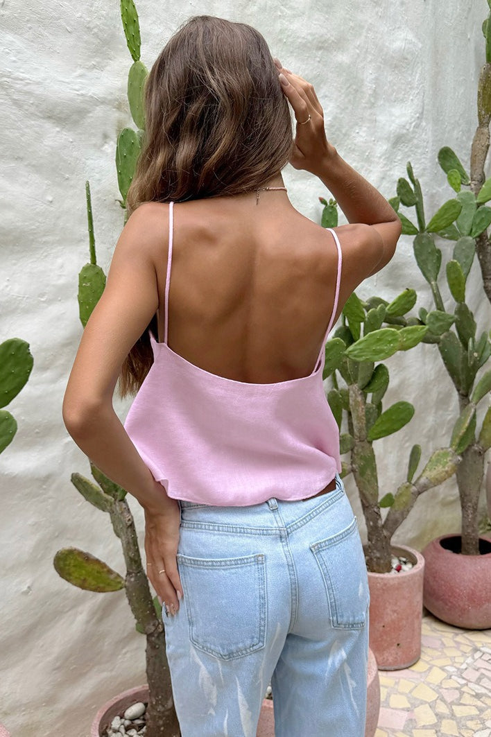 Solid Casual Cropped Triangle Cutout Trendy Cami Top