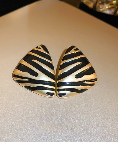 Fashion Black Copper Alloy Triangl Stud Earrings