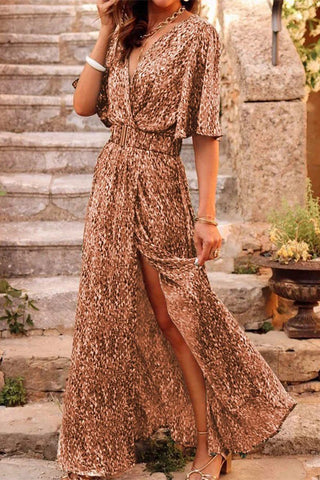 Bohemian College Floral Patchwork With Belt V Neck Waist  Dresses