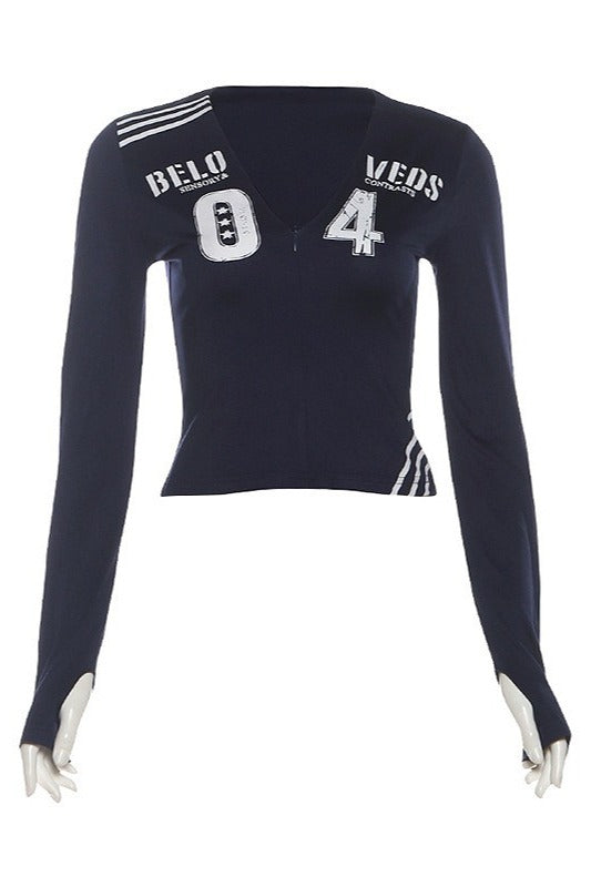Street Letter Print Long Sleeve T-shirt