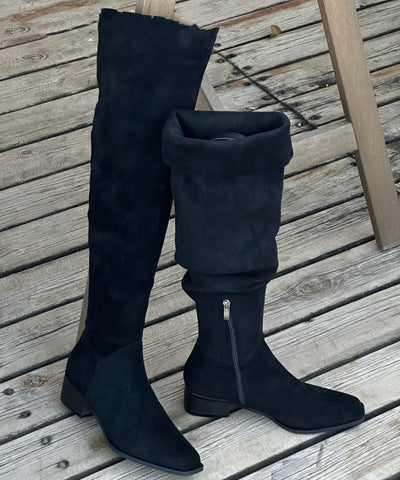 Schicke klobige Stiefel mit Reißverschluss in Beige aus Wildleder 