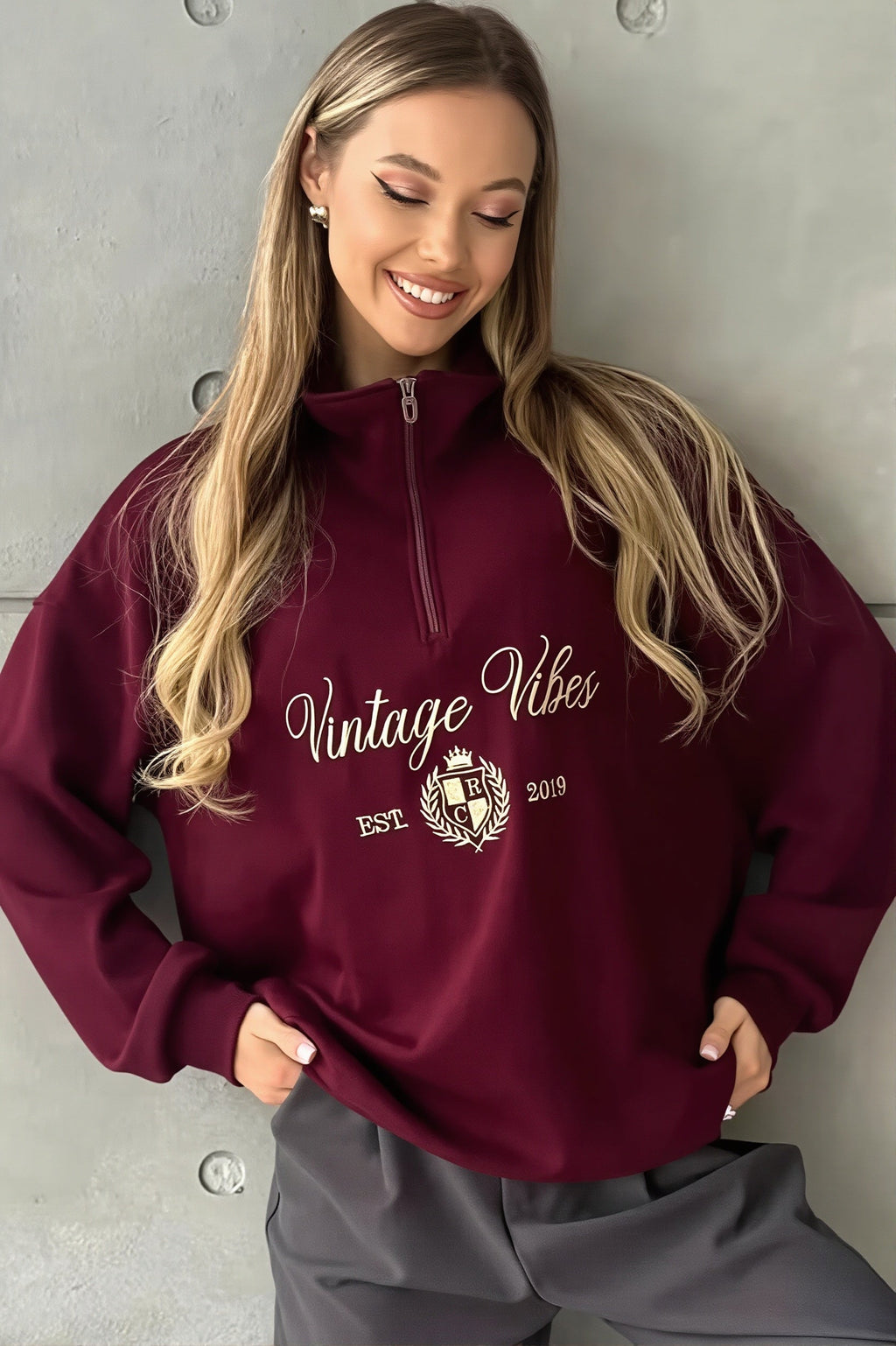 Vintage Vibes Quarter Zip Sweatshirt