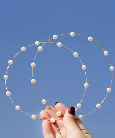 Boho Gold Copper Alloy Pearl Hoop Earrings