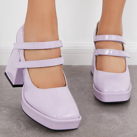 Platform Mary Jane Pumps Block Chunky Heel Ankle Strap Lolita Shoes