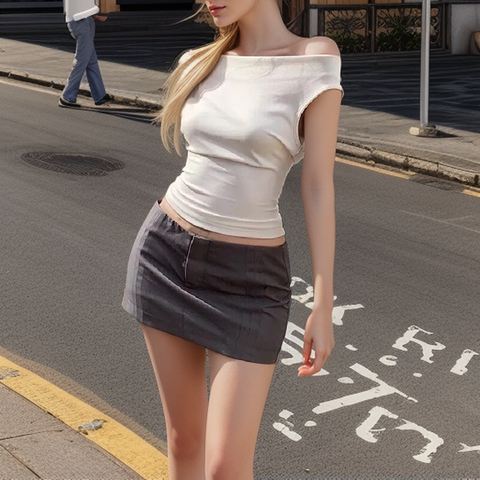 Top asimétrico para mujer 2024, camiseta blanca con hombros descubiertos, top sexy sin mangas para mujer, ropa de calle de moda, camiseta informal de verano 