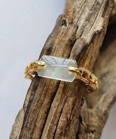 Anillos modernos de calcedonia en oro cian de 18 quilates 