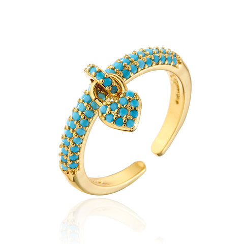 "Zirconia Love Knot: Heart Charm Rings"