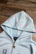 Anime Embroidered Zip Hoodie