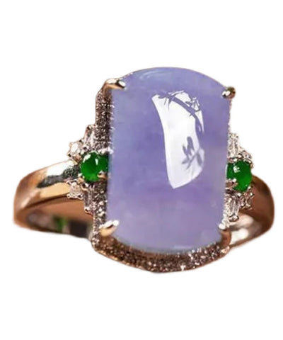 Anillos de moda con gemas doradas en plata de ley morada 