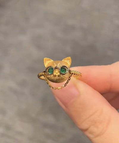 Fine Gold Sterling Silver Overgild Little Cats Rings