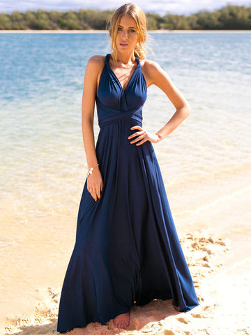 Vestido maxi sexy de cumpleaños sin mangas con escote pronunciado y espalda descubierta, vestido de noche de color sólido 