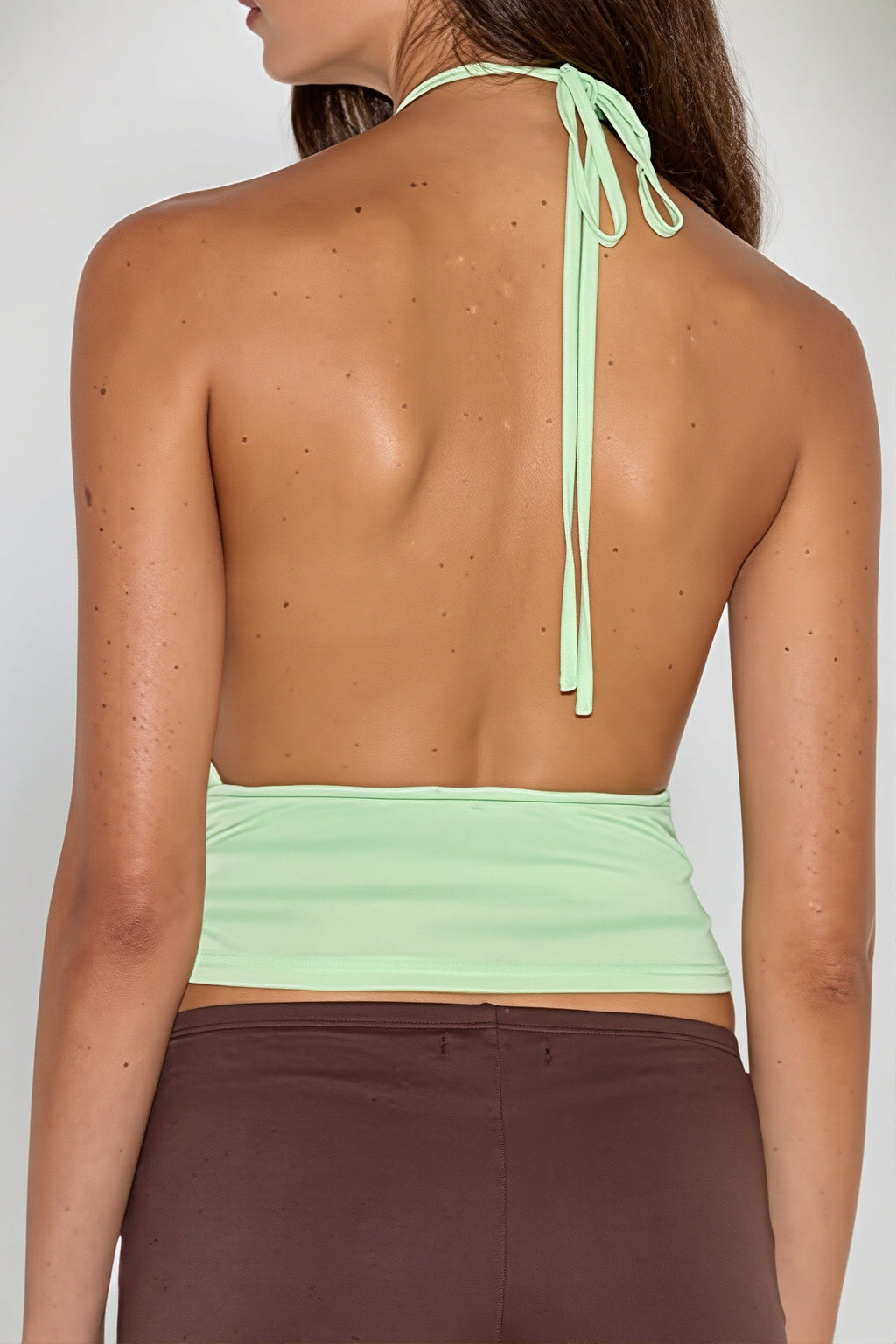 Solid Hollow Waist Slim Halter Top