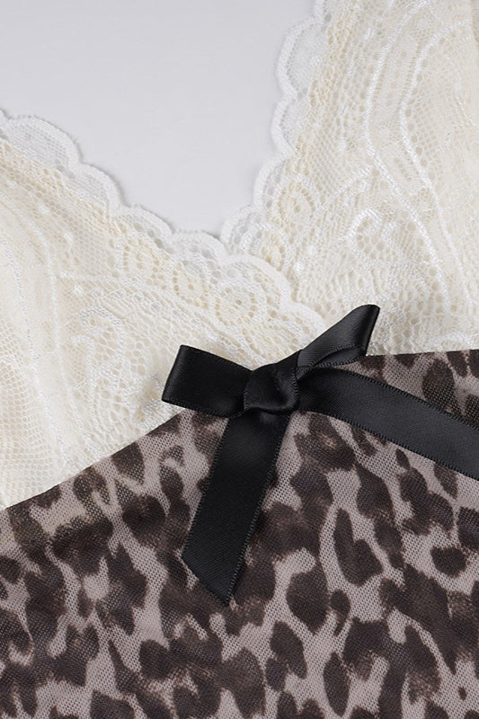 Leopard Lace Splice A Line Halter Top