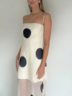 Elegant Polka Dot Strapless Sheer Slim Maxi Dress