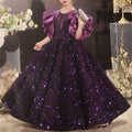 Kommunionkleid für Blumenmädchen, Paillettenkleid mit Rückenbindefunktion, Prinzessinnenkleid 