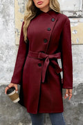 Wool Blend Mid-Length Single Breasted Coat