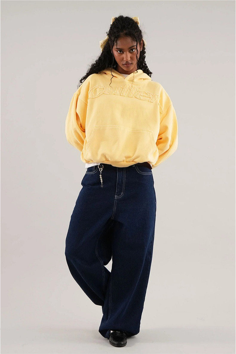 Solid 3D Letter Casual Longsleeve Hoodie
