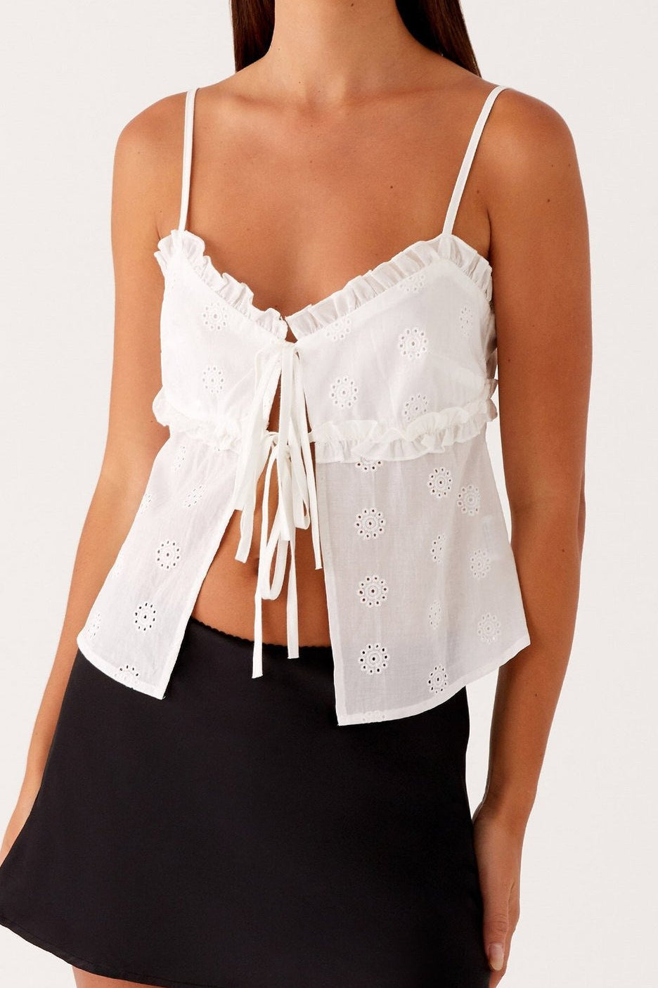 Lace Trim Open Front Cami Top