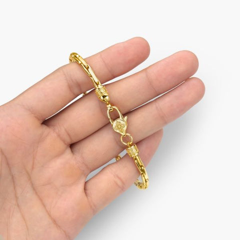 Pulsera de cadena bizantina Vajra de plata de ley y oro