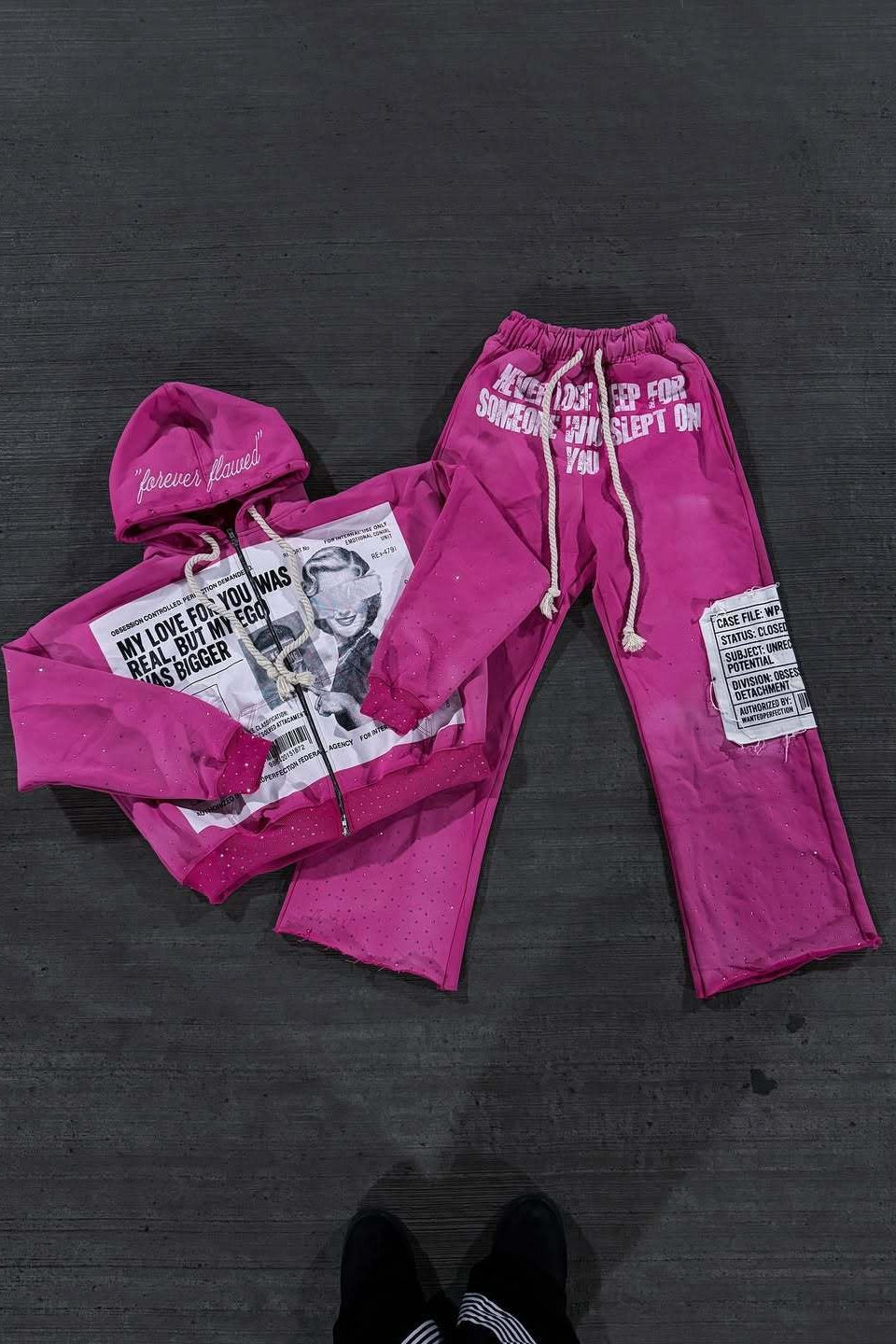 Color Block Rhinestone Street Hoodie