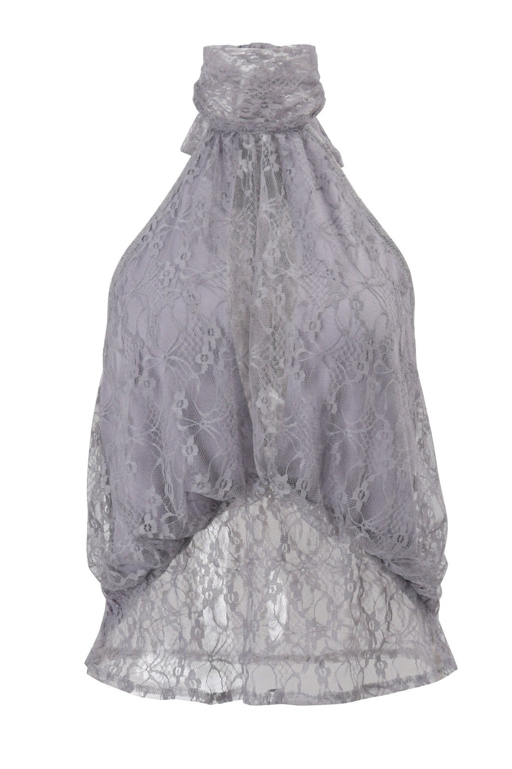 Elegant Irregular Sheer Lace Halter Top