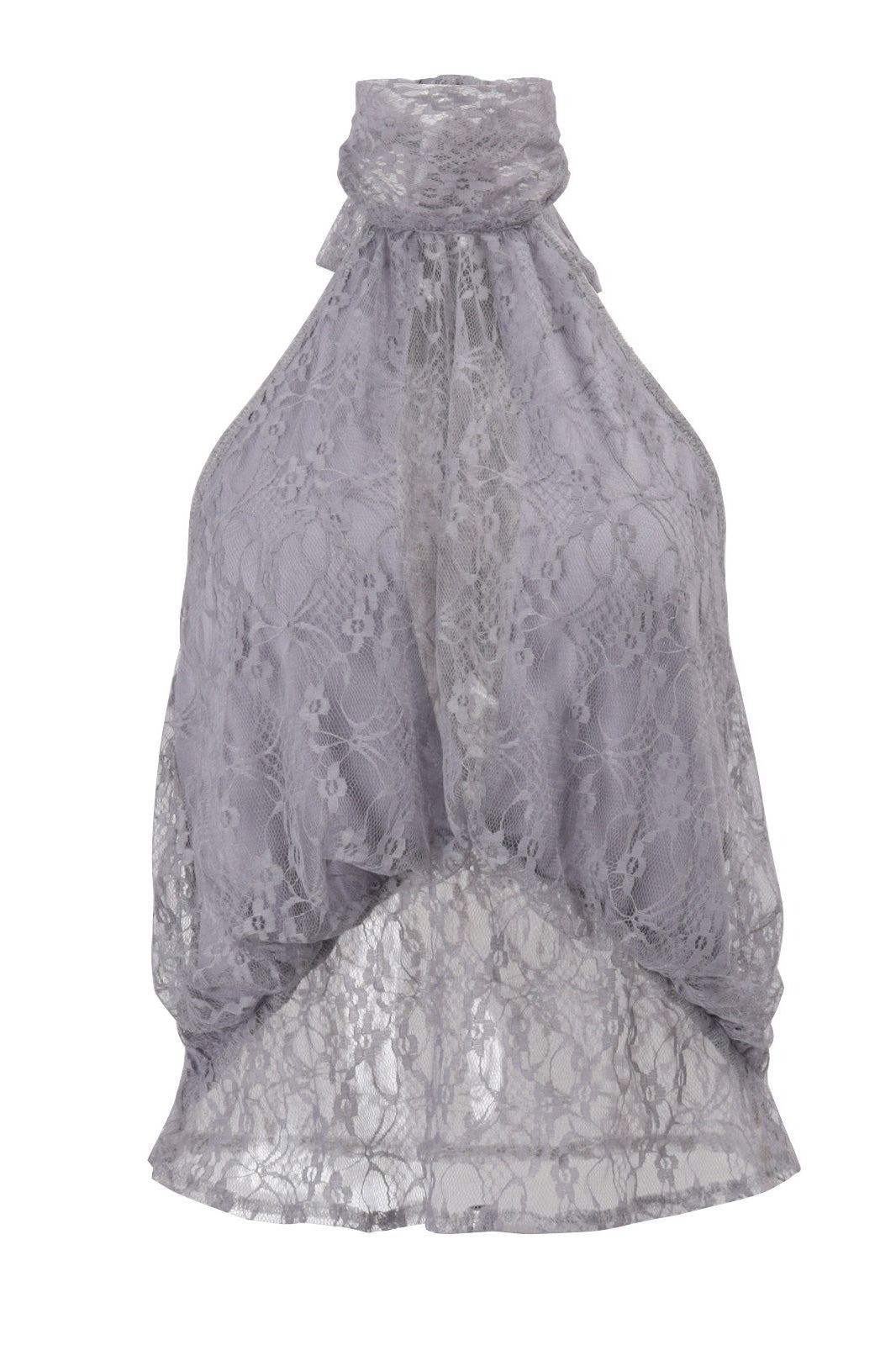 Elegant Irregular Sheer Lace Halter Top