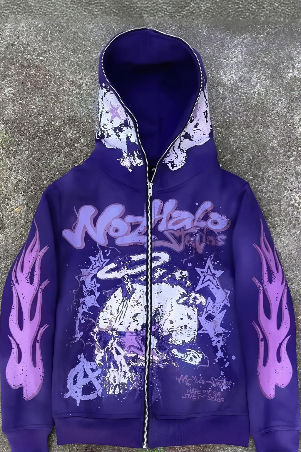 Y2K Cartoon Graphic Zip Oversized Hoodie